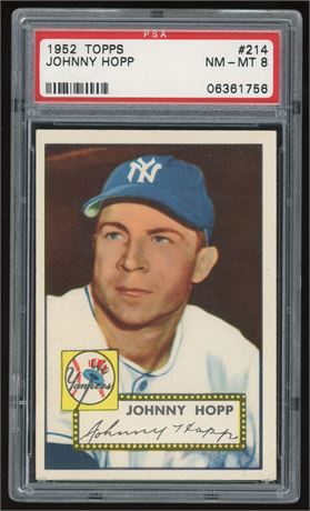 1952 Topps #214 Johnny Hopp PSA 8 NMMT Only 7 Higher