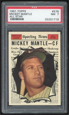 1961 Topps #578 Mickey Mantle High # PSA 7 NM CENTERED