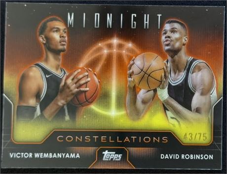 2024 Topps Midnight 43/75 Victor Wembanyama, and David Robinson Constellations