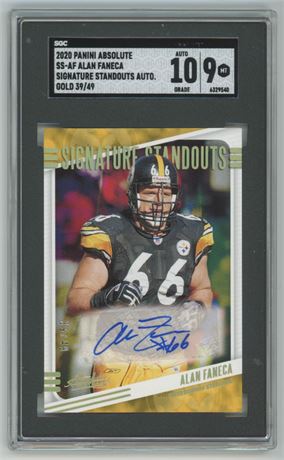 2020 Panini Absolute Signature Standouts Auto Alan Faneca Gold 39/49 SGC 9/10