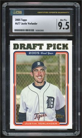 2005 Topps #677 Justin Verlander RC CSG 9.5 MINT+