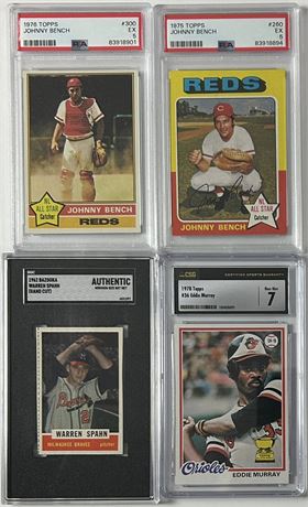 1962-1978 Baseball HOF Graded Lot (4) w/ Murray, Bench, and Spahn READ