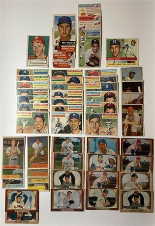 1952-1956 Topps/Bowman Baseball All HOF Lot (60) Low Grade