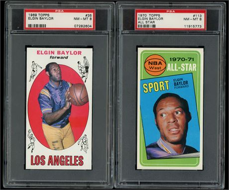 1969-1970 Topps Elgin Baylor PSA 8 NMMT Lot (2)