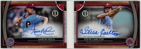 2020 Topps Tribute #TTNC Aaron Nola/Steve Carlton Tribute Tandems Auto Red 09/10