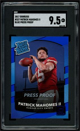2017 Donruss #327 Patrick Mahomes RC Blue Press Proof Rated Rookie SGC 9.5 MINT+