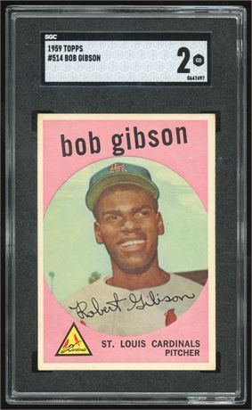 1959 Topps #514 Bob Gibson RC Hi# SGC 2 Beauty! (READ)