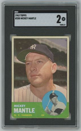 1963 Topps #200 mickey Mantle SGC 2 GOOD DEAD CENTERED