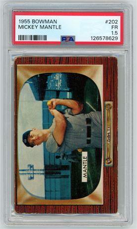 1955 Bowman #202 Mickey Mantle PSA 1.5 FAIR
