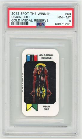 2012 Spot The Winner #68 Usain Bolt Gold Medal Reserve PSA 8 NMMT