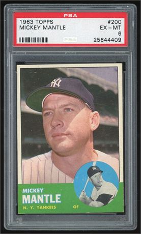 1963 Topps #200 Mickey Mantle PSA 6 EXMT DEAD CENTERED