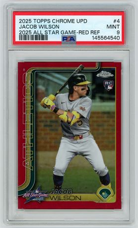 2025 Topps Chrome Update #4 Jacob Wilson 2025 All-Star Game Red Ref 5/5 PSA 9
