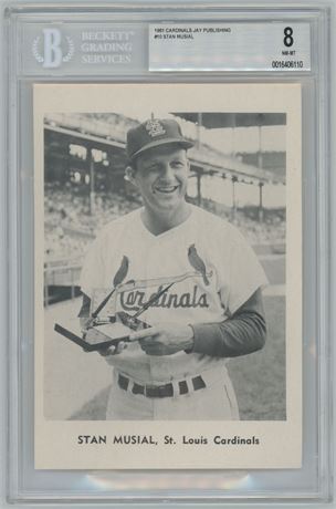 1961 Cardinals Jay Publishing #10 Stan Musial BGS 8 NMMT Highest of 2 Graded