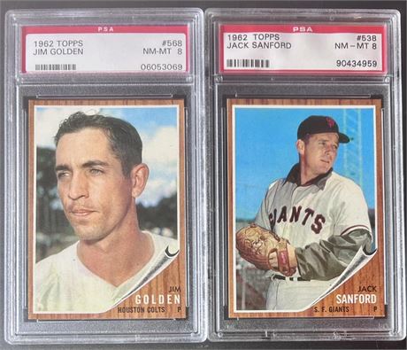 1962 Topps High Number PSA 8 Graded Lot (2) w/ Golden & Sanford