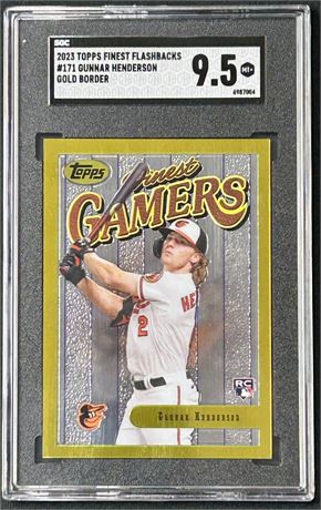 2023 Topps Finest Flashbacks #171 Gunnar Henderson RC Gold Border SGC 9.5 MINT+