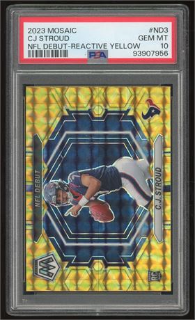 2023 Mosaic CJ Stroud RC NFL Debut Reactive Yellow PSA 10 GEM MINT
