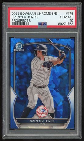 2023 Bowman Chrome Sapphire Edition #178 Spencer Jones Prospects PSA 10 GEM MINT