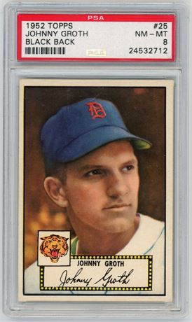 1952 Topps #25 Johnny Groth Black Back PSA 8 NMMT Highest