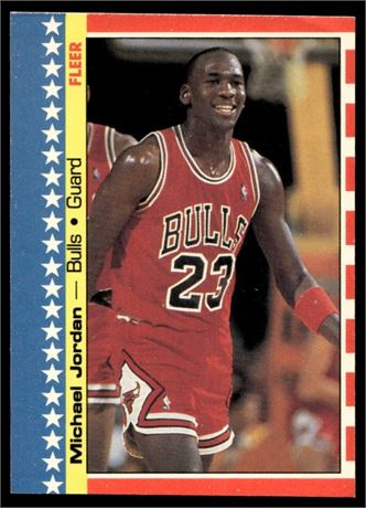 1987 Fleer Sticker #2 Michael Jordan Low Grade (Crease/fold on top right)