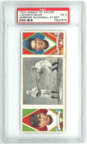 1912 T202 Hassan Triple Folders Quinn/Blair Ambrose McConnell At Bat PSA 3