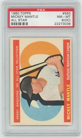 1960 Topps #563 Mickey Mantle All-Star PSA 8(OC)