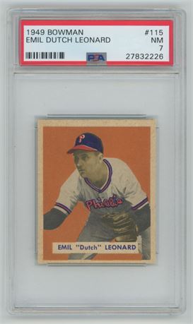 1949 Bowman #115 Emil "Dutch" Leonard PSA 7 NM