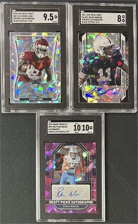 2020-23 Leaf Autographed Numbered SGC Graded Lot (3) w/ Parsons,Lamb/Nacua