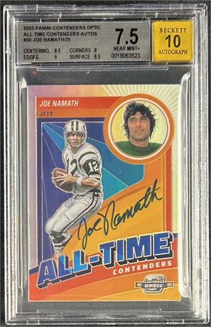 2023 Panini Contenders Optic #20 Joe Namath Auto 18/25 BGS 7.5 Auto 10