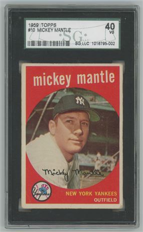1959 Topps #10 Mickey Mantle SGC 3 VG