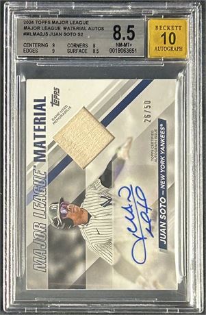 2024 Topps Major League Juan Soto Game-Used Relic 26/50 BGS 8.5 Auto 10