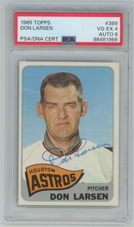 1965 Topps #389 Don Larsen Autograph PSA 4 VGEX AUTO 8