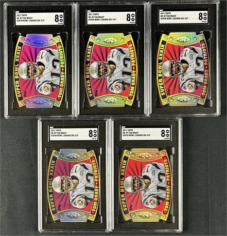 2011 Topps Tom Brady Super Bowl Legends Die-Cut SGC 8 Lot (5)
