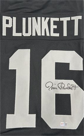 Jim Plunkett XL Autographed Pro Style Black Football Jersey Tristar