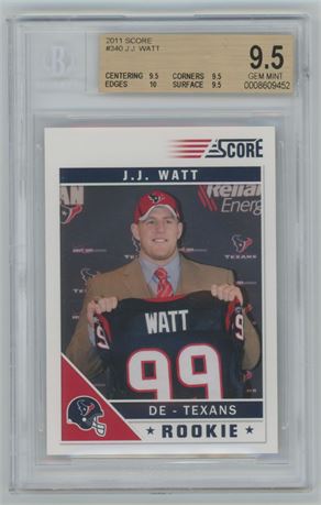 2011 Score #340 J.J. Watt RC BGS 9.5 GEM MINT