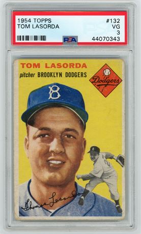 1954 Topps #132 Tommy Lasorda RC PSA 3 VG