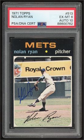 1971 Topps #513 Nolan Ryan PSA 6 EXMT Auto 10 Pop 15 Only 4 Higher