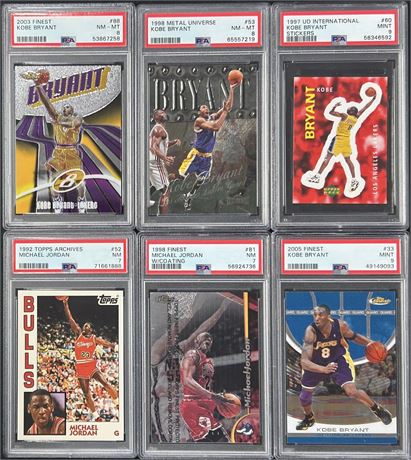1992-2005 Jordan and Kobe PSA Graded Lot (6)