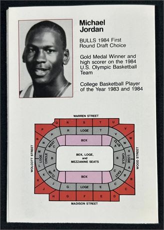 1984 Chicago Bulls Pocket Schedule Michael Jordan Rookie