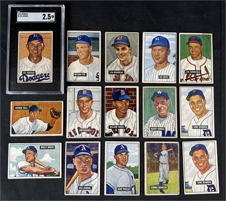 1951 Bowman Lot (15) w/ Stars & Commons Low Grade - VG  Hodges SGC 2.5