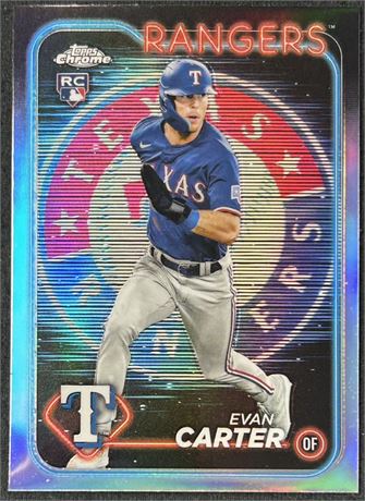 2024 Topps Chrome #136 Lightboard Logo Refractor Evan Carter RC SSP