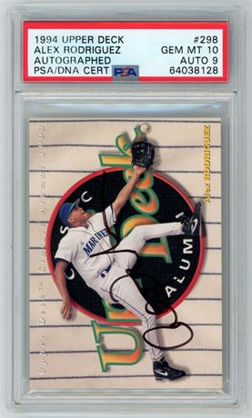 1994 Upper Deck #298 Alex Rodriguez RC Auto PSA 10 Auto 9