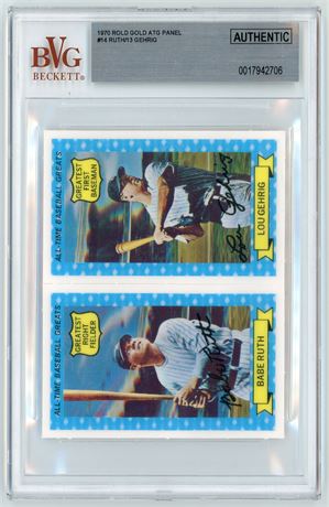 1970 Rold Gold ATG Panel #14 Babe Ruth & #13 Lou Gehrig BVG Authentic