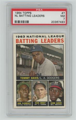 1964 Topps #7 N.L. Batting Leaders Clemente/Aaron PSA 7 NM