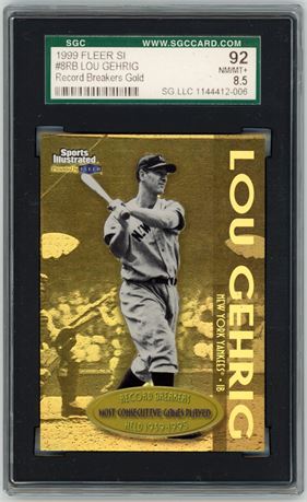 1999 Fleer  SI Lou Gehrig Record Breakers Gold SGC 8.5 NMMT+