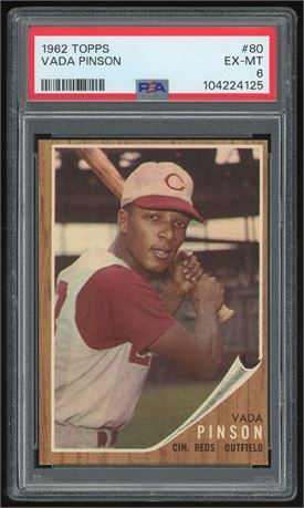 1962 Topps #80 Vada Pinson PSA 6 EXMT