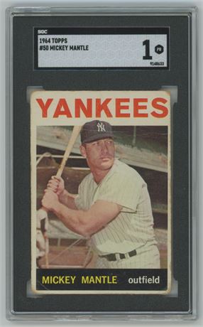 1964 Topps #50 Mickey Mantle SGC 1 POOR
