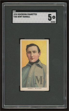 1910 T206 Sovereign Newt Randall SGC 5 EX