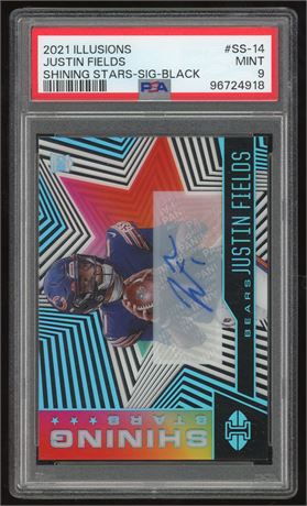 2021 Illusions Justin Fields Shining Stars Signatures Black 8/15 PSA  9 MINT