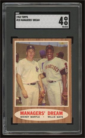 1962 Topps #18 Managers' Dream Mickey Mantle & Willie Mays SGC 4 VGEX