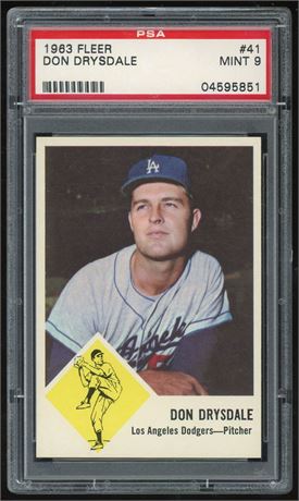 1963 Fleer #41 Don Drysdale PSA 9 MINT Only 6 Higher